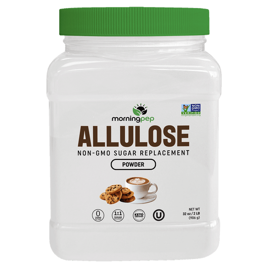 Morning Pep Allulose Sweetener – Zero Calorie Sugar Alternative, 100% Pure, No Erythritol, Non-GMO Project Verified, Keto Certified, OU Kosher, No Fillers, Ideal for Baking and Beverages