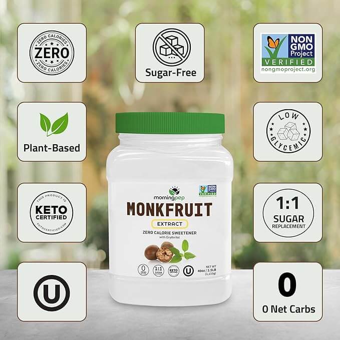 Morning Pep 100% Pure Monk Fruit extract sweetener, No Erythritol
