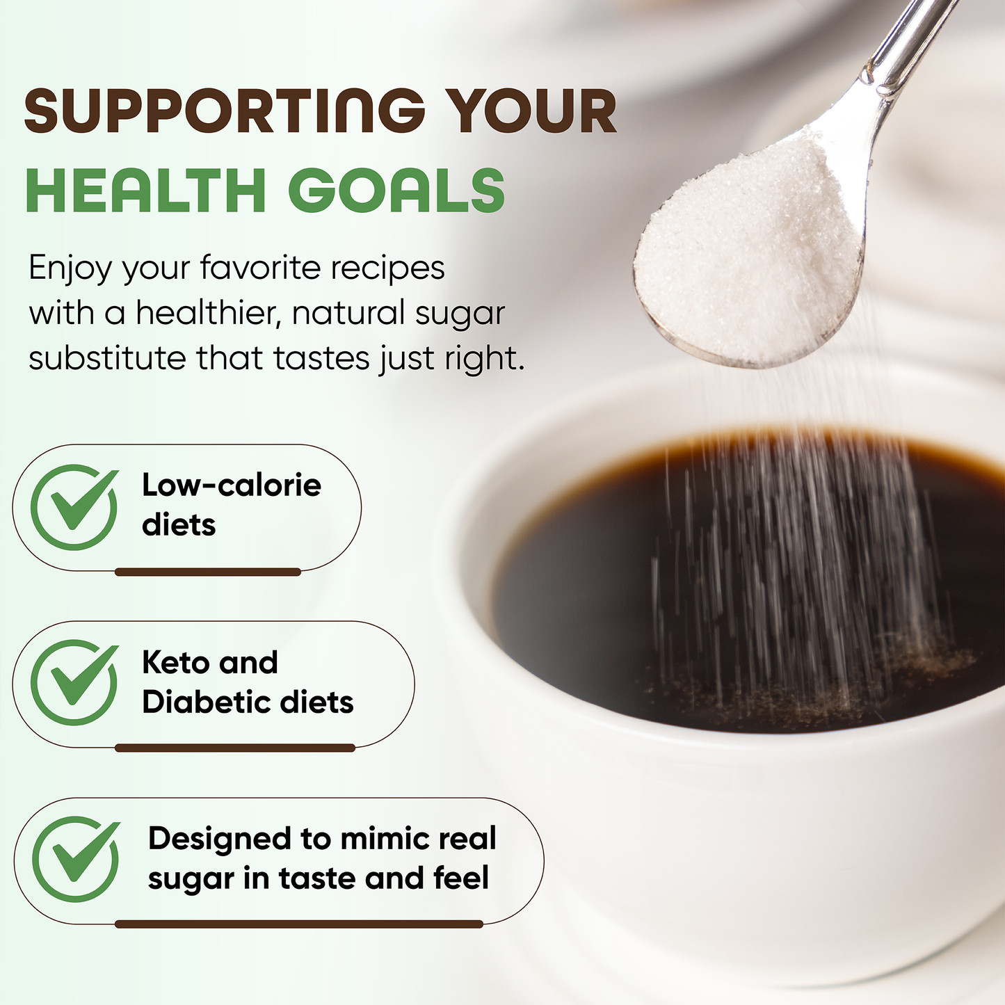 Morning Pep Allulose Sweetener – Zero Calorie Sugar Alternative, 100% Pure, No Erythritol, Non-GMO Project Verified, Keto Certified, OU Kosher, No Fillers, Ideal for Baking and Beverages