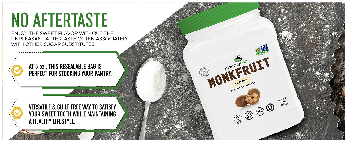 Morning Pep 100% Pure Monk Fruit extract sweetener, No Erythritol