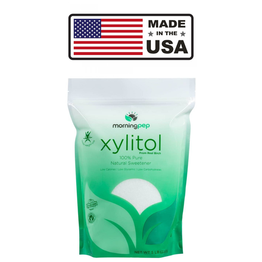 Morning Pep USA Made Birch Xylitol Sweetener Keto Diet Friendly Sugar with no Aftertaste (Not from Corn) Non GMO Gluten Free
